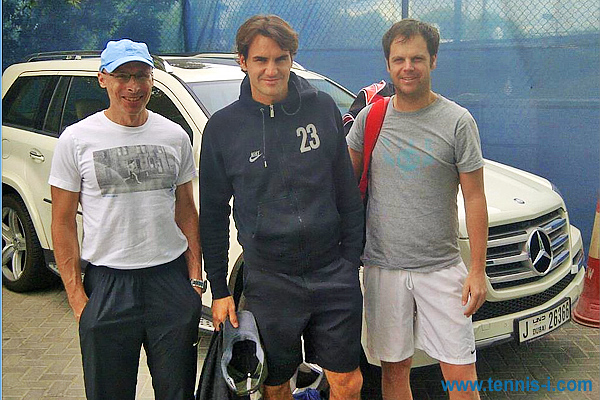 Пьер Паганини, Роджер Федерер, Северин Люти, 24.02.2012г., Дубай Federer Dubai 5