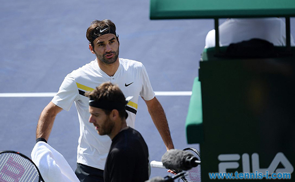 Federer argues with the umpire Indian Wells 2018